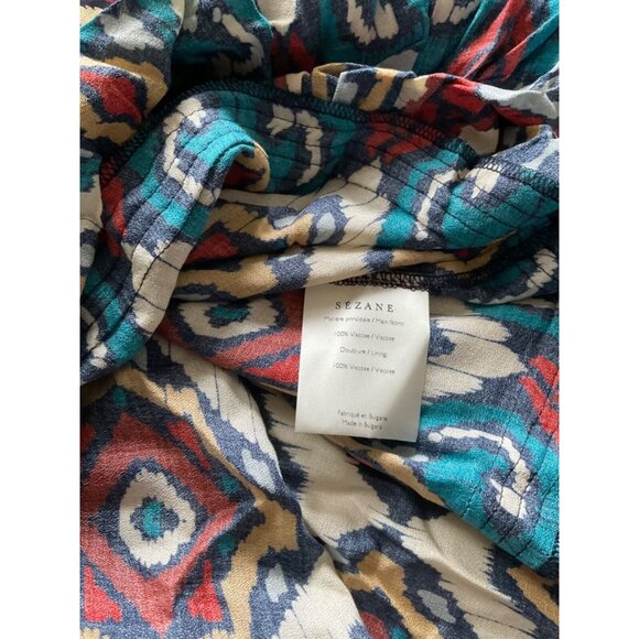 SALE NWT SÉZANE EVELYNA DRESS Geometric multico blue red orange 3/4 sleeve SZ4 - Picture 3 of 7